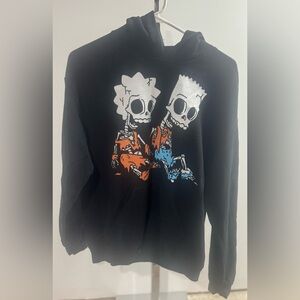 Black Hoodie with Cartoon Skeletons